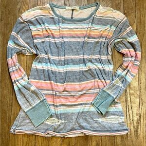 Free People We The Free Arielle Printed Striped Long sleeve Top size Medium
